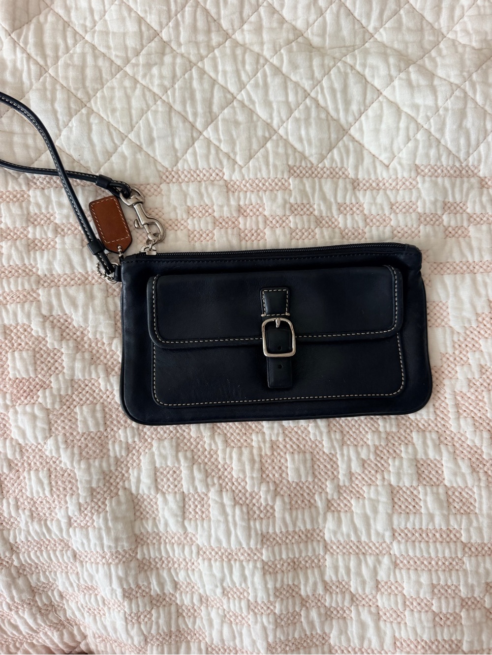 Coach Black Leather Wristlet Y2K